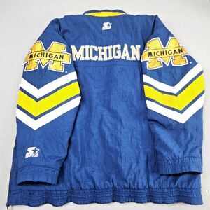 Michigan Starter Jacket Mens 2XL Blue Vintage Wolverines Football Coat 90s Xxl